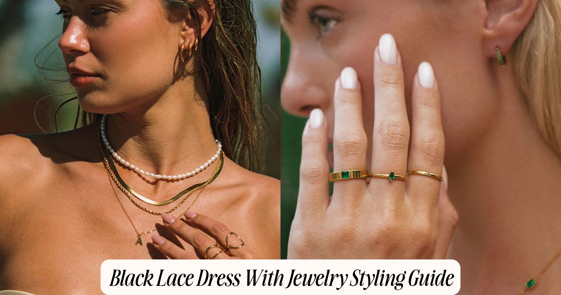 black lace dress with jewelry