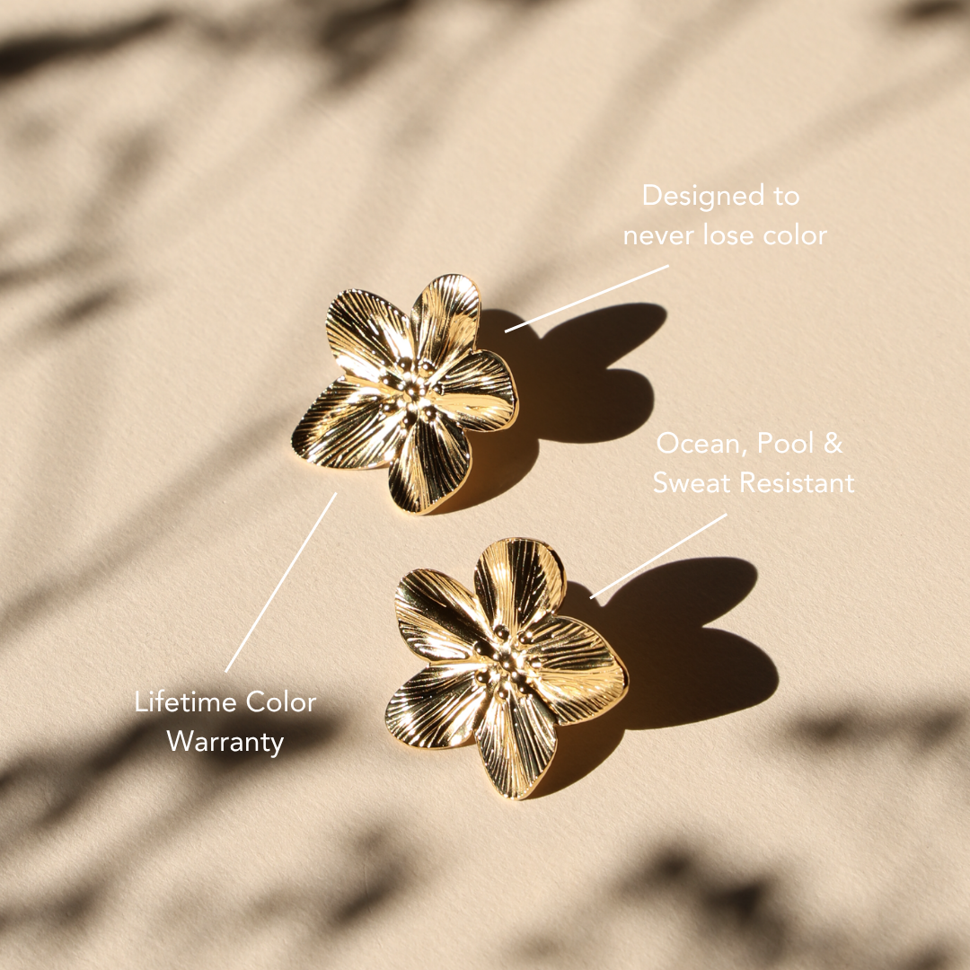 Gold Hibiscus Earrings