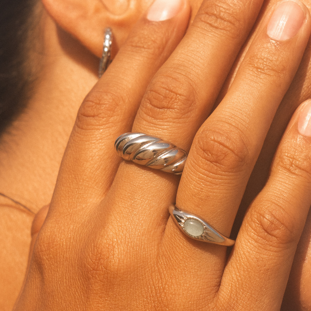 Silver Croissant Ring