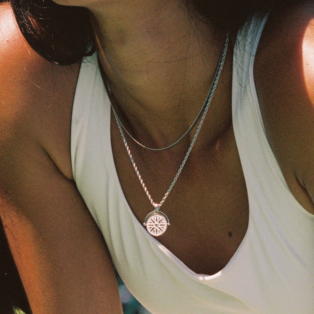Silver Golden Sun Necklace