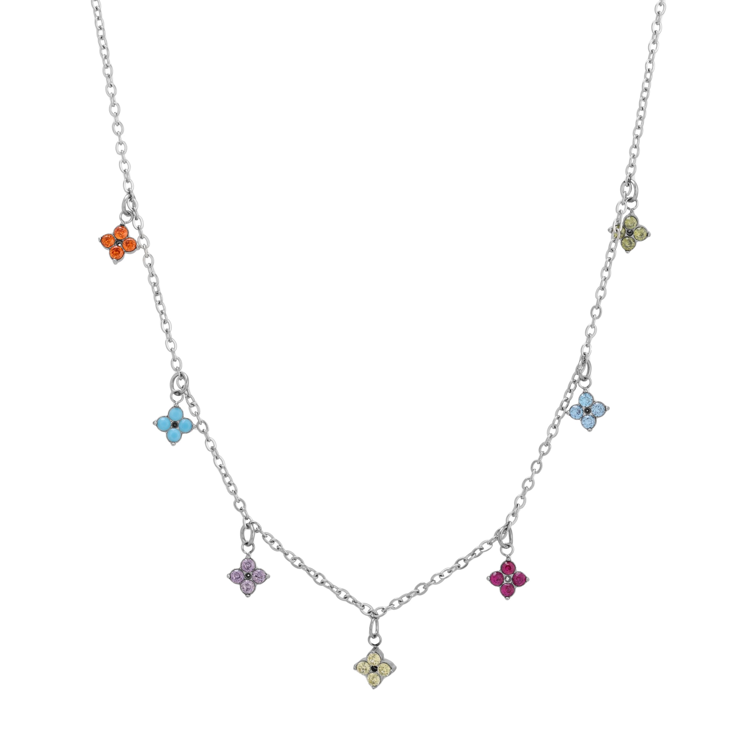 Colorful Flower Charms Necklace