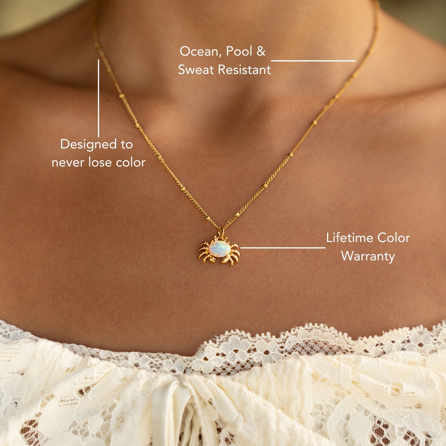 Crab Gold Pendant Necklace