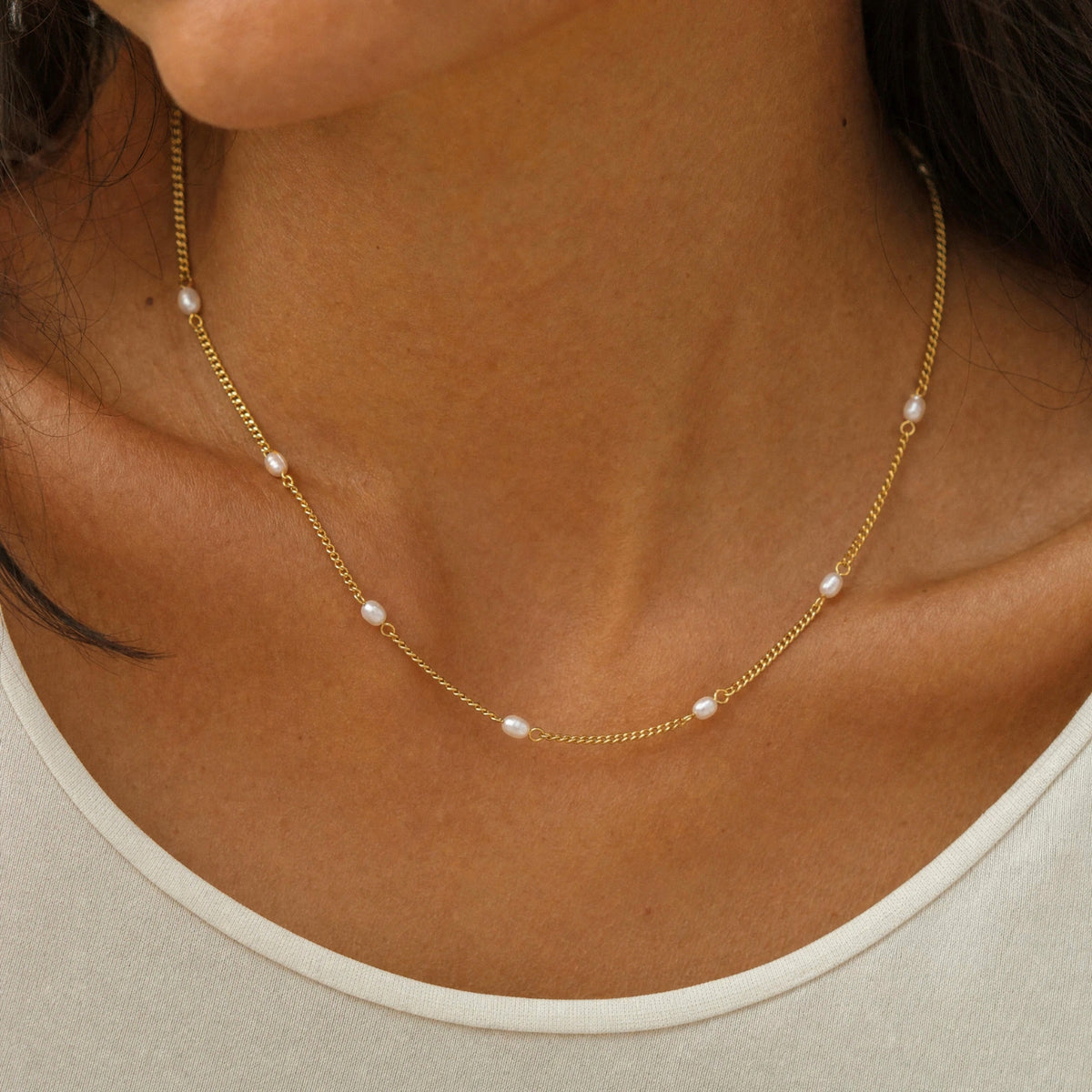 Dainty Gold Pearl Choker
