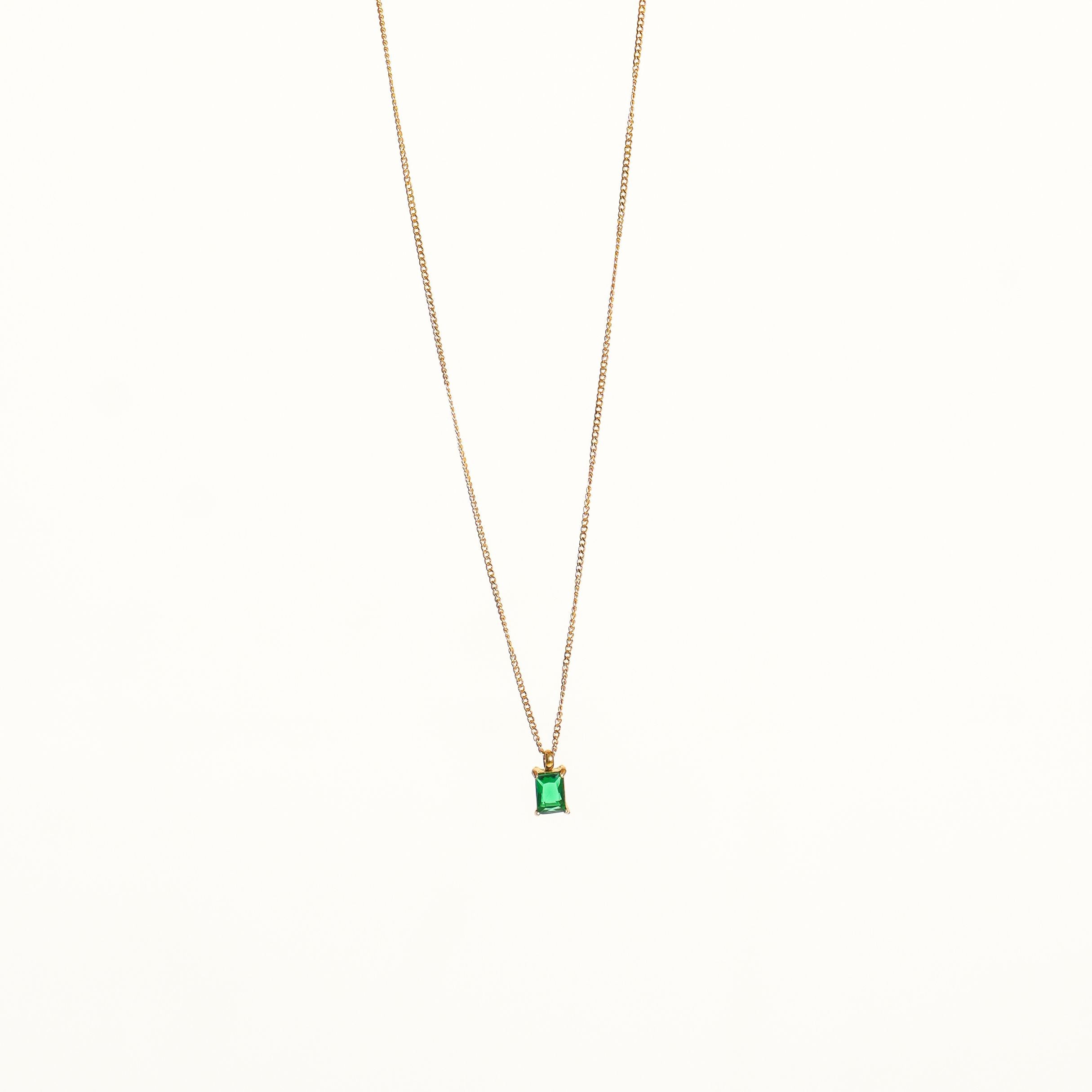 Emerald Gold Necklace White Background