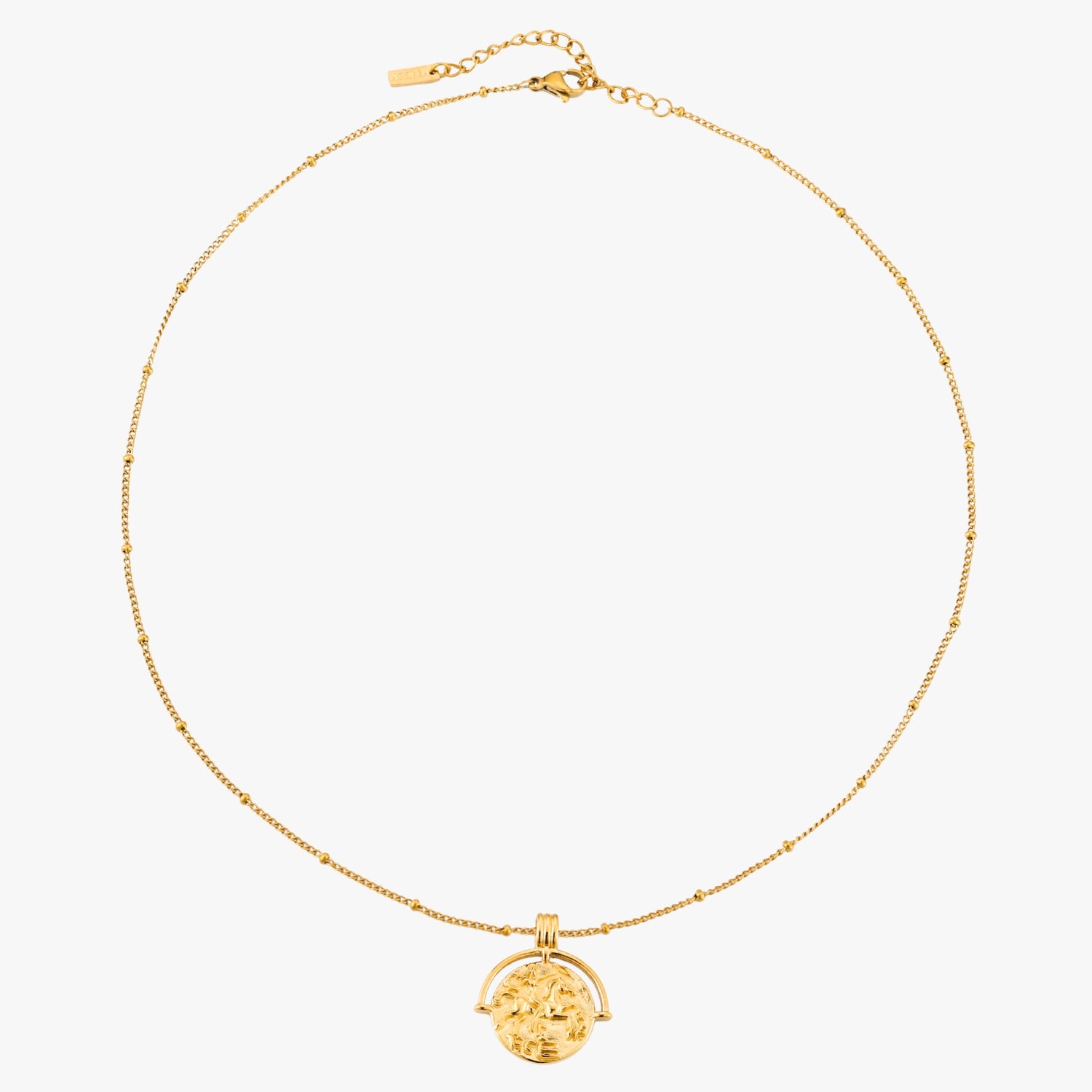 Goddess Pendant Gold Necklace With Coin Pendant Design, Waterproof Tarnish-Resistant Jewelry
