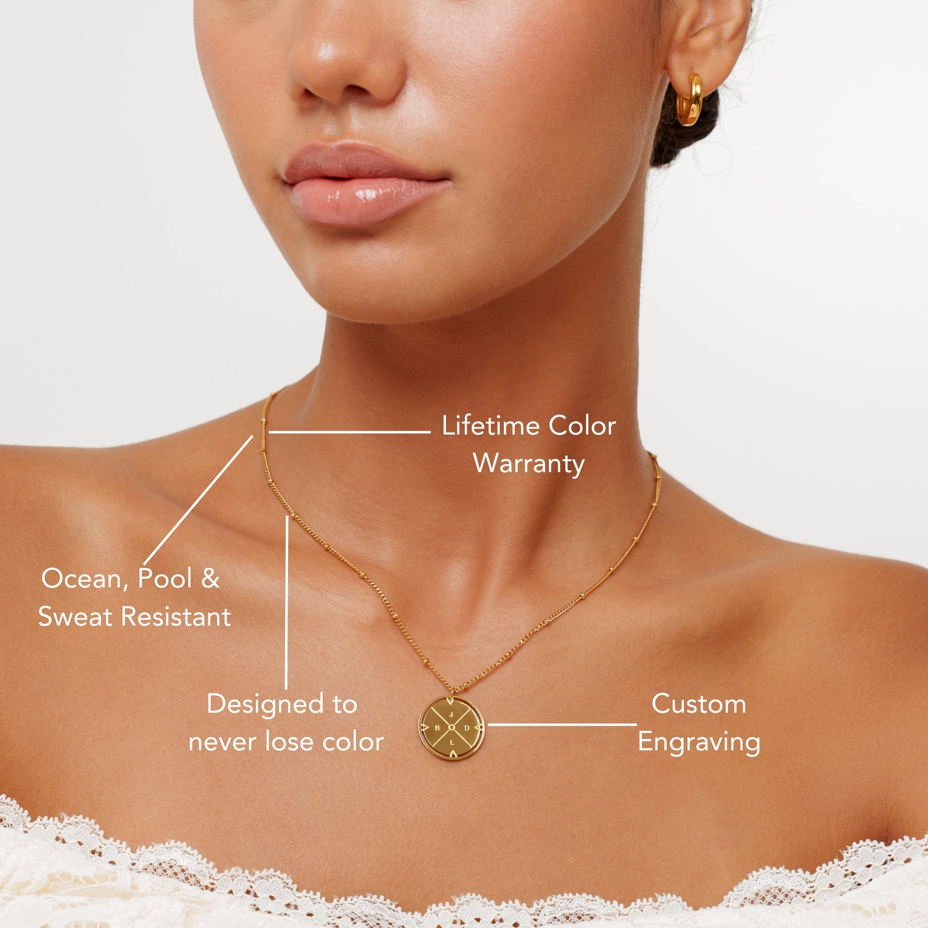 Gold Compass Necklaced