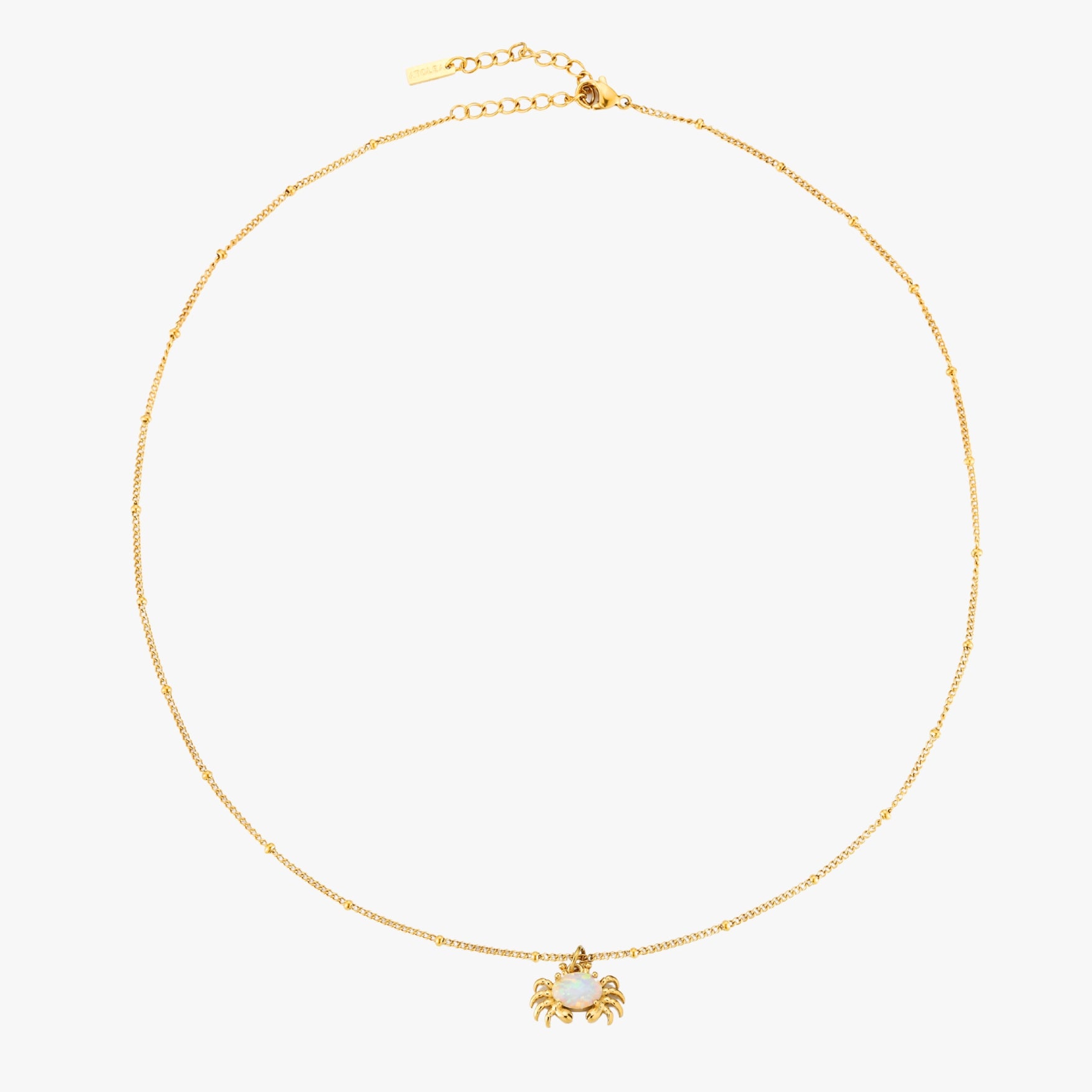 Gold Crab Necklace Full Picture On White Background