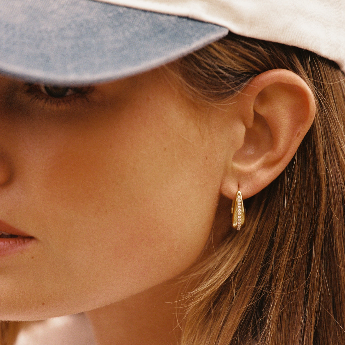 Gold Crystal Hoops