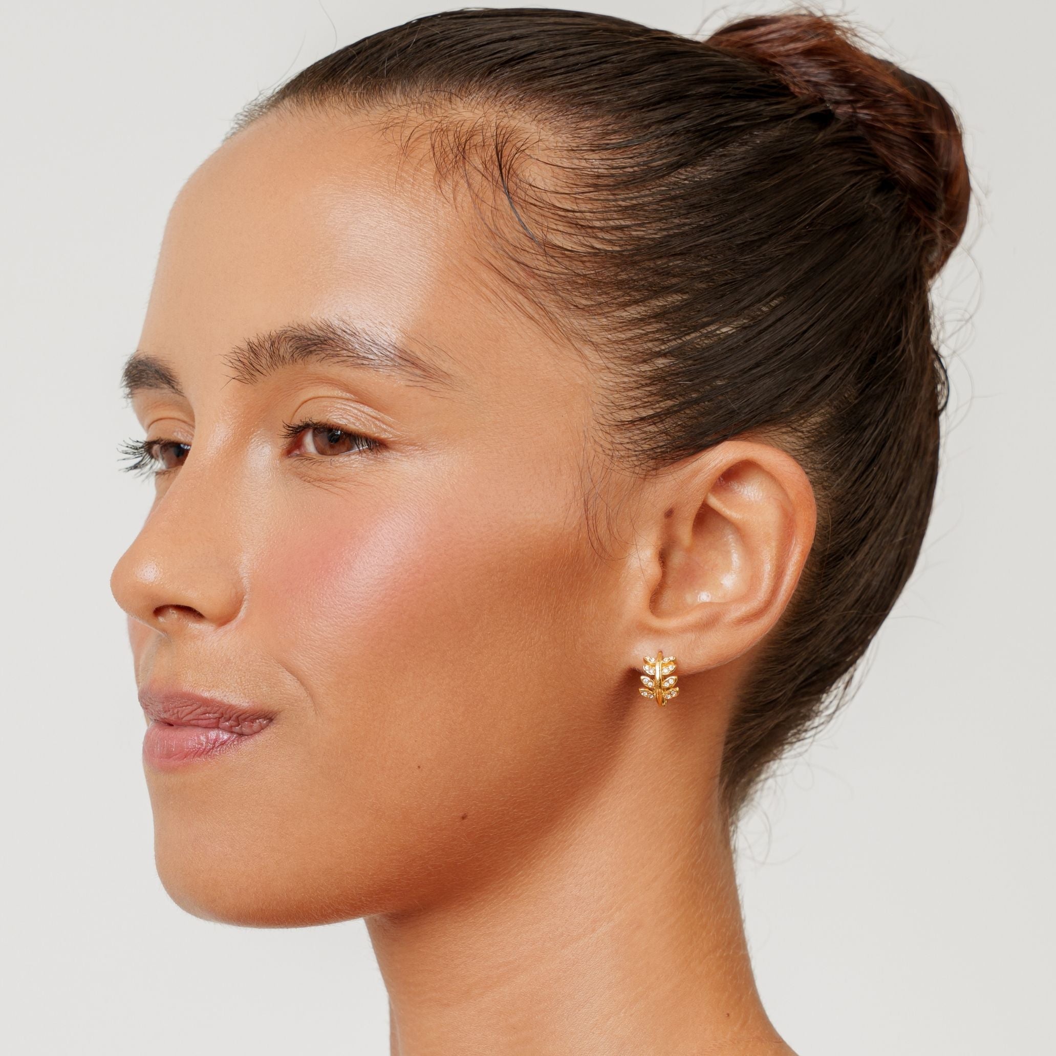 Gold Laurel Hoops