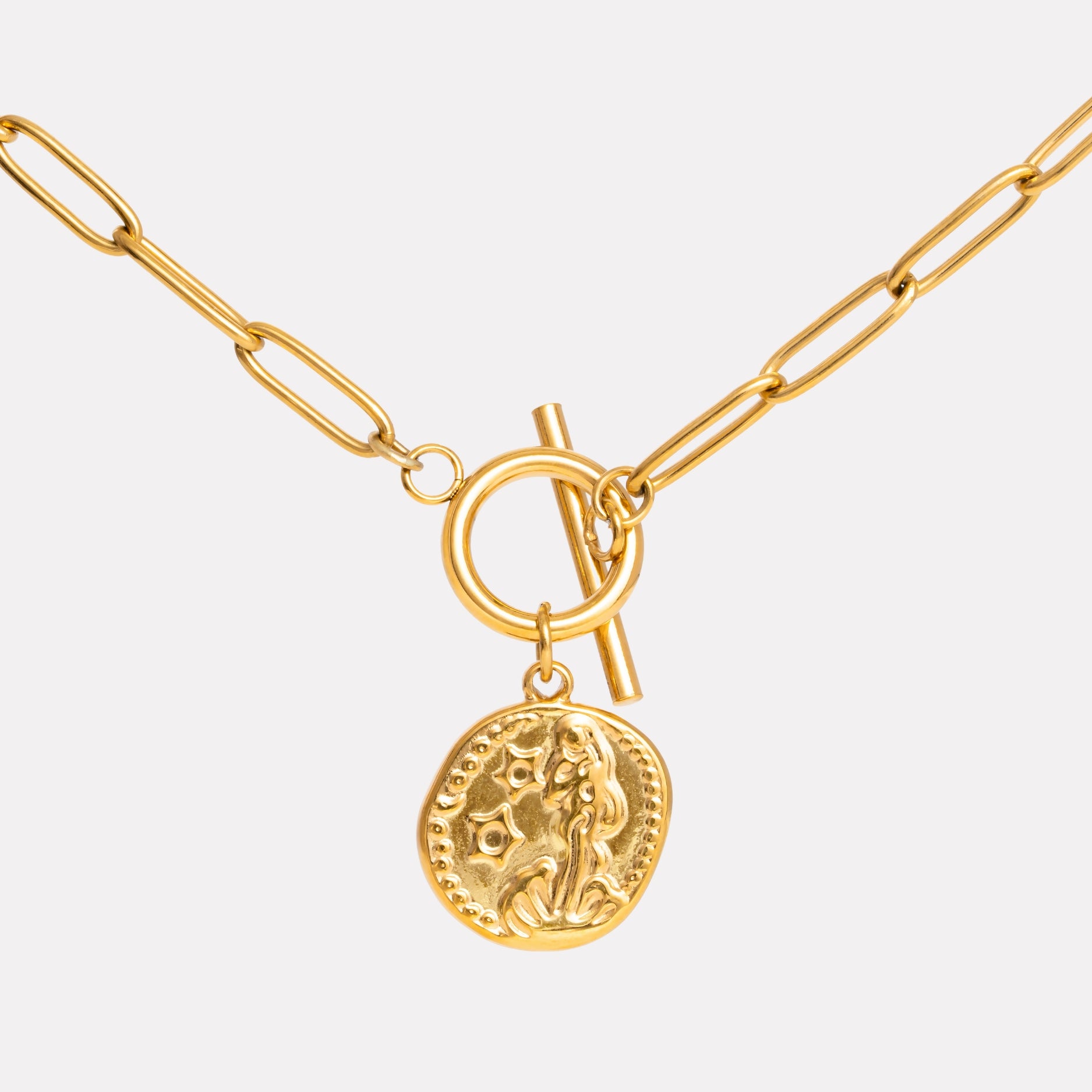 Gold Venus Necklace Closeup