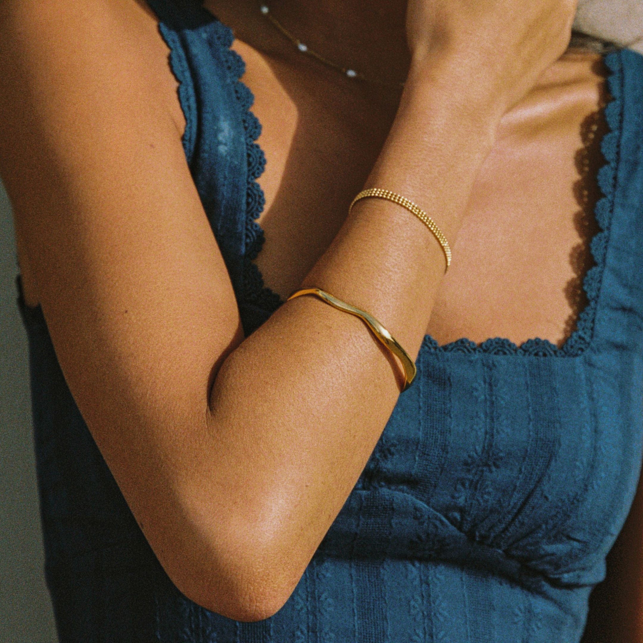 Gold Wavy Cuff Bracelet