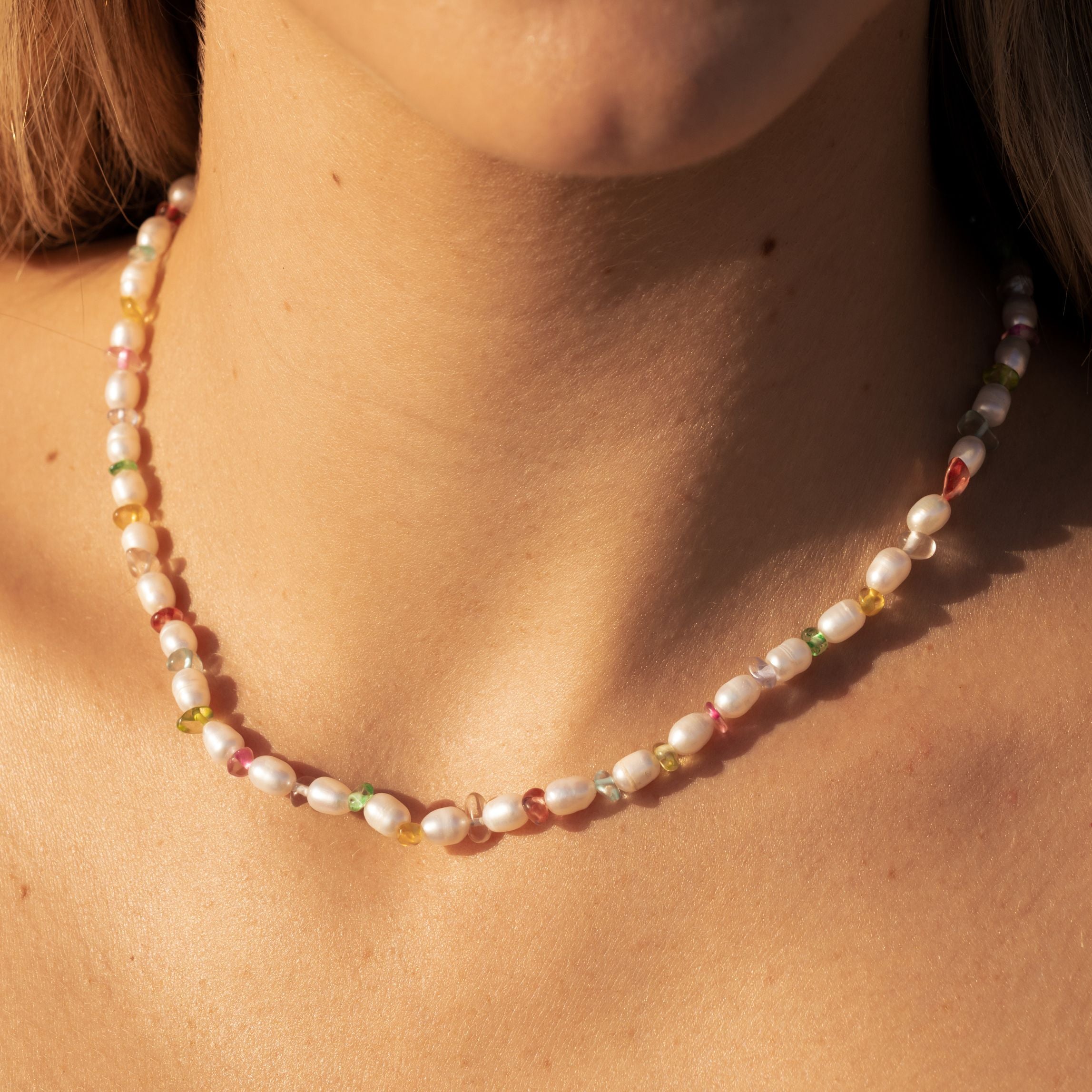 Pearl Colorful Glass Choker