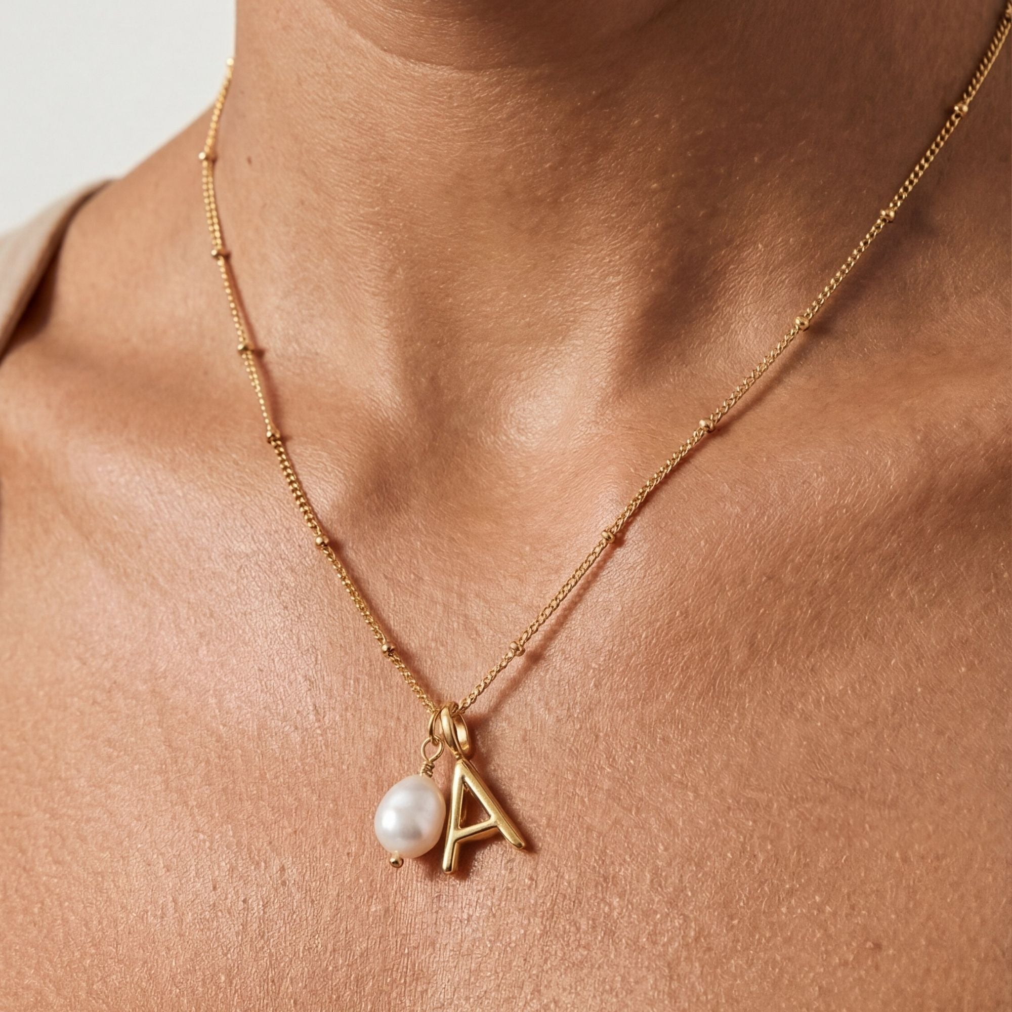 Pearl Initial Necklace
