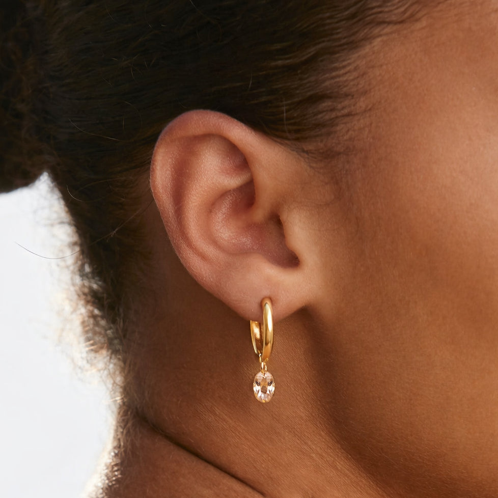 Pink Stone hoops