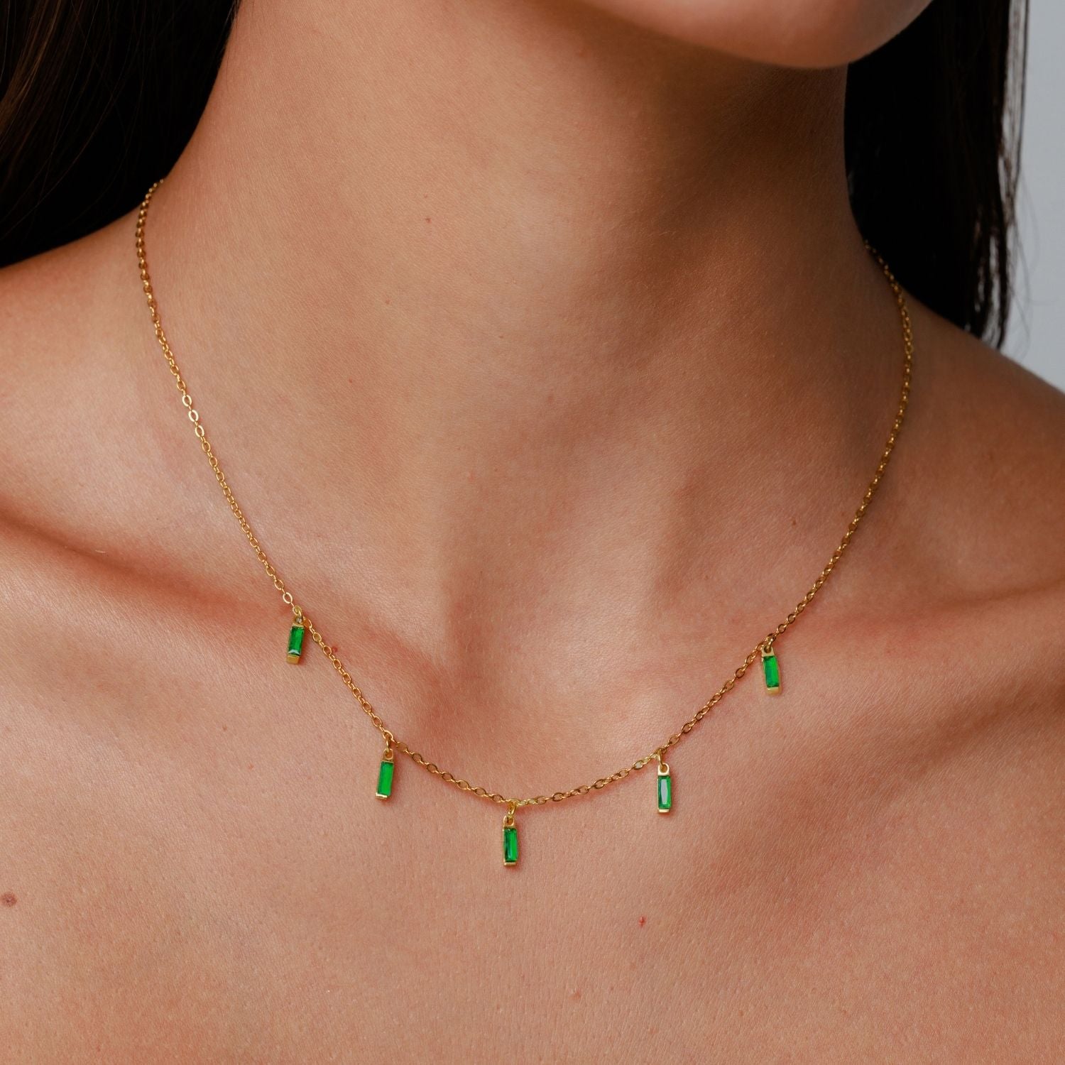 Rain Of Emeralds Choker Close Up With Emerald Drops