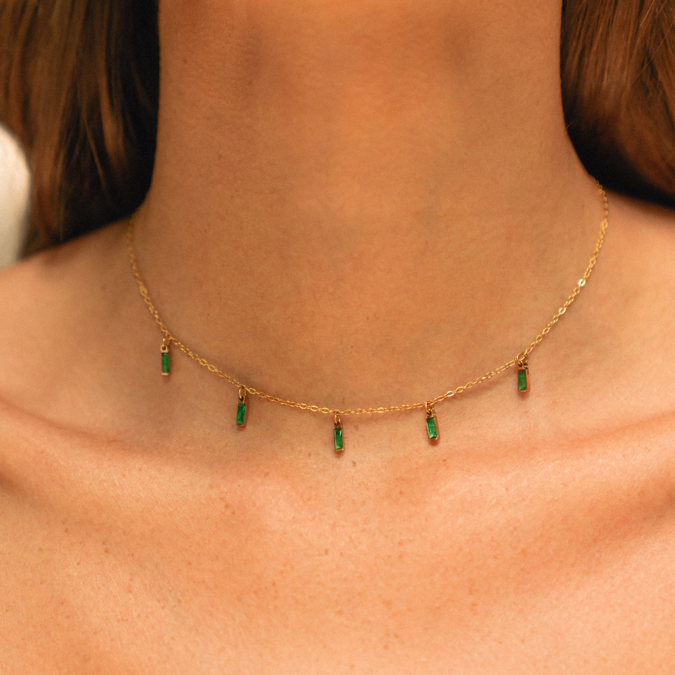 Rain Of Emeralds Choker Emerald Charm Detail