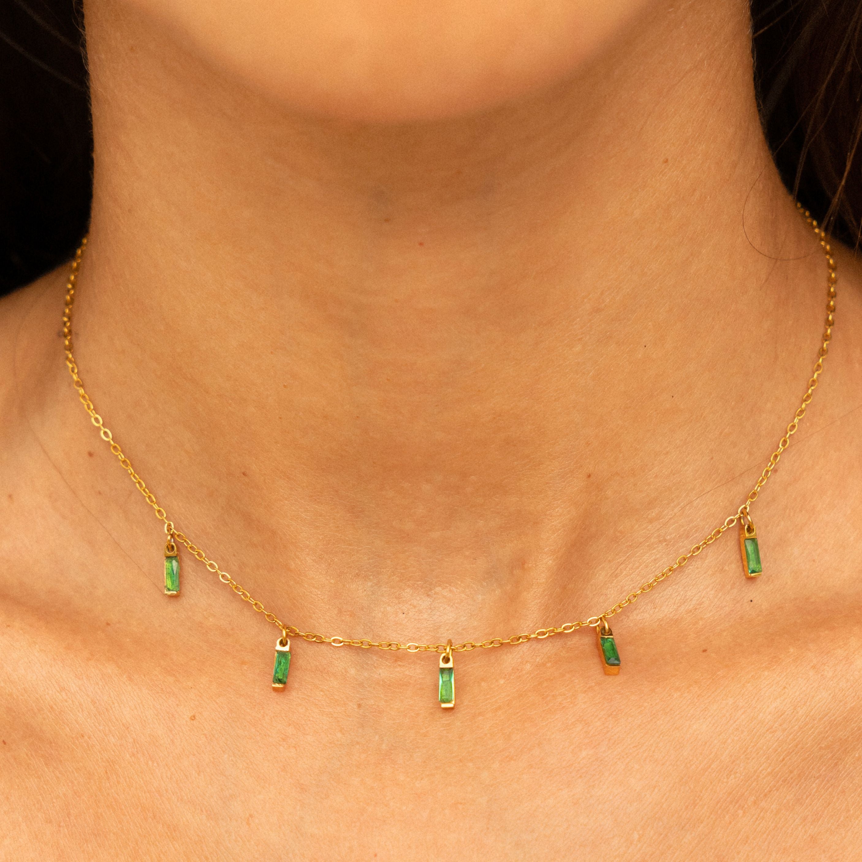 Rain Of Emeralds Choker On Model