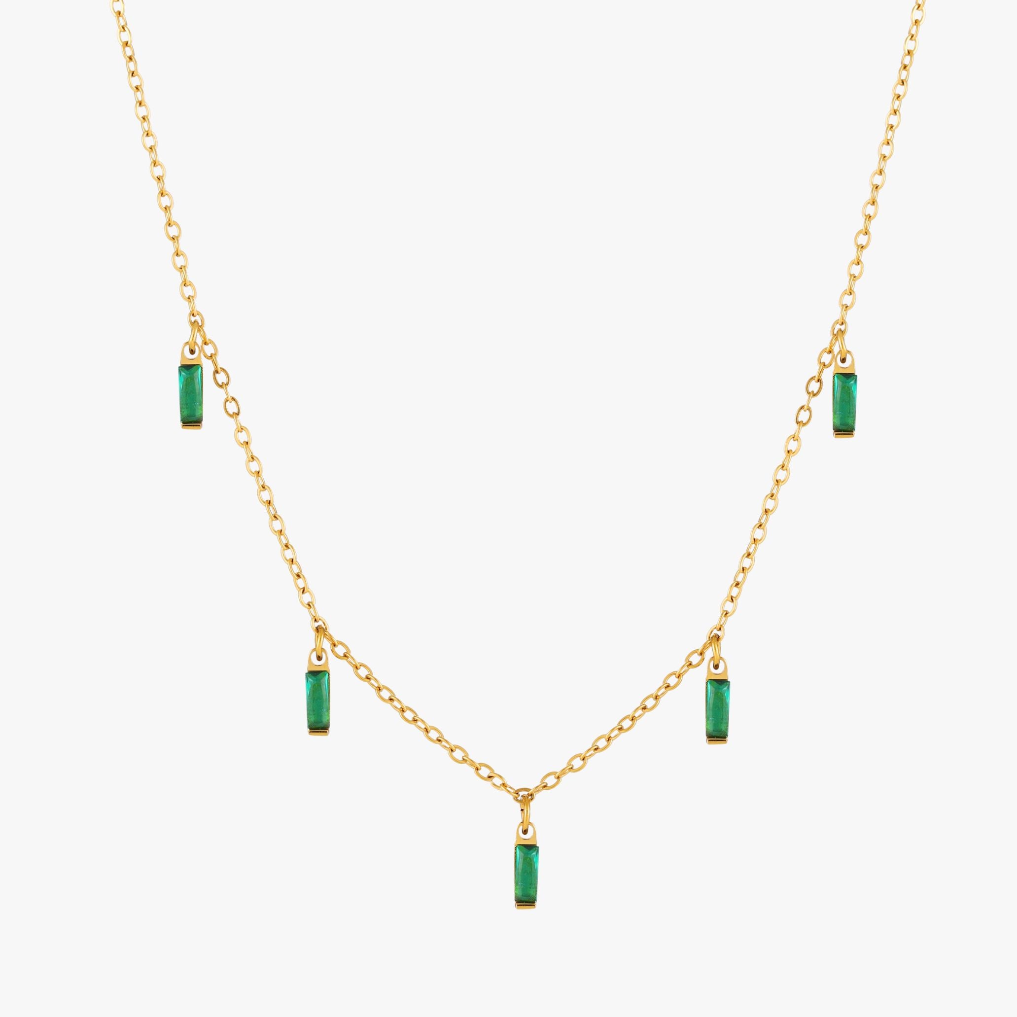Rain Of Emeralds Choker Gold On White Background