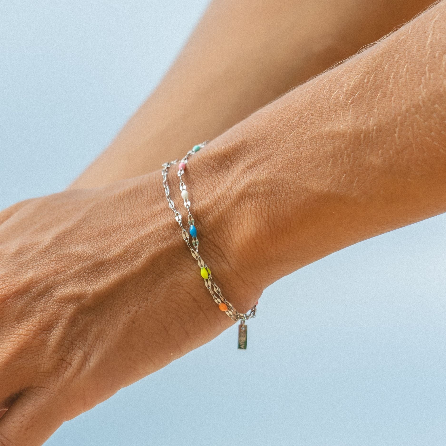 Rainbow Dainty Bracelet Outdoor Look