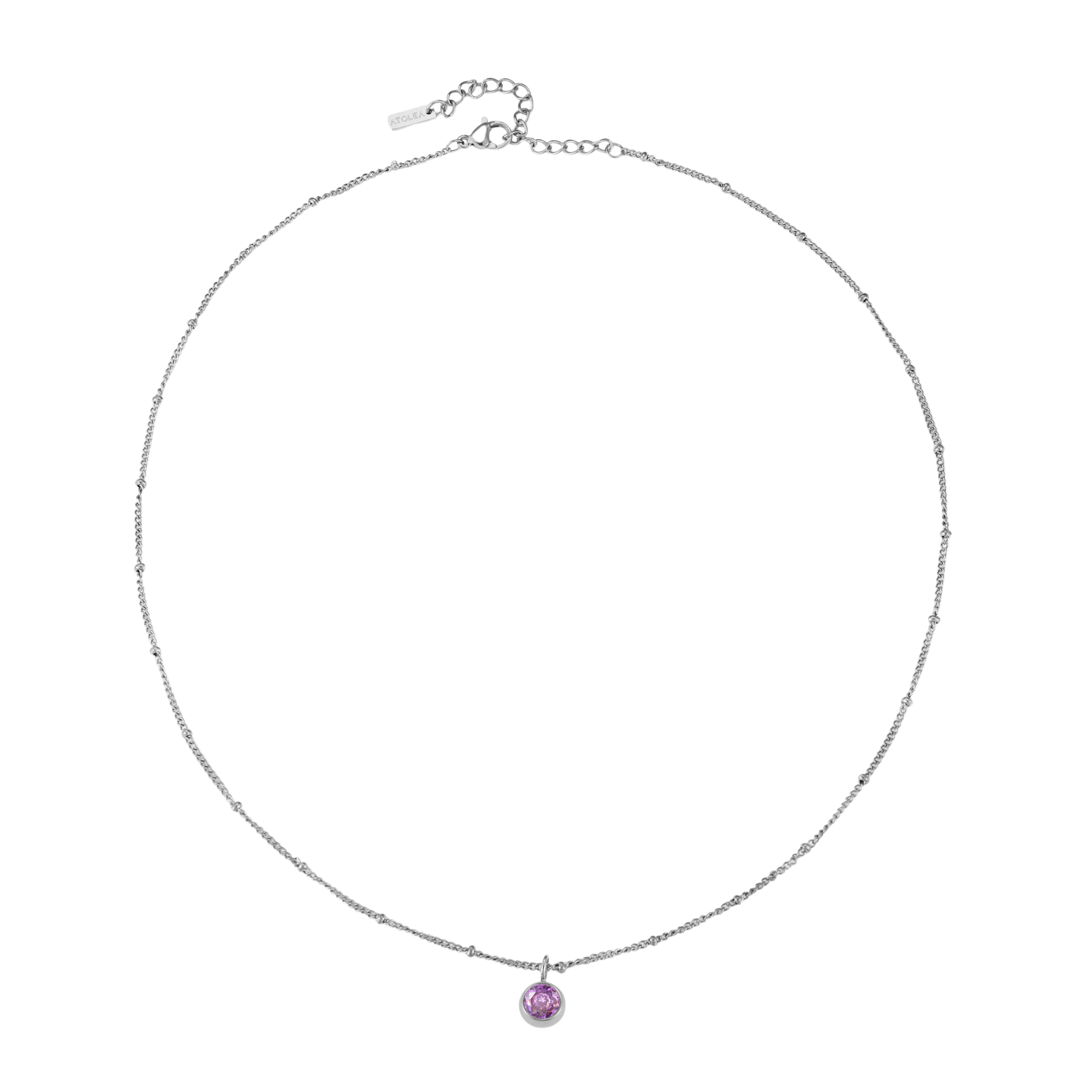 Silver Birthstone Necklace February