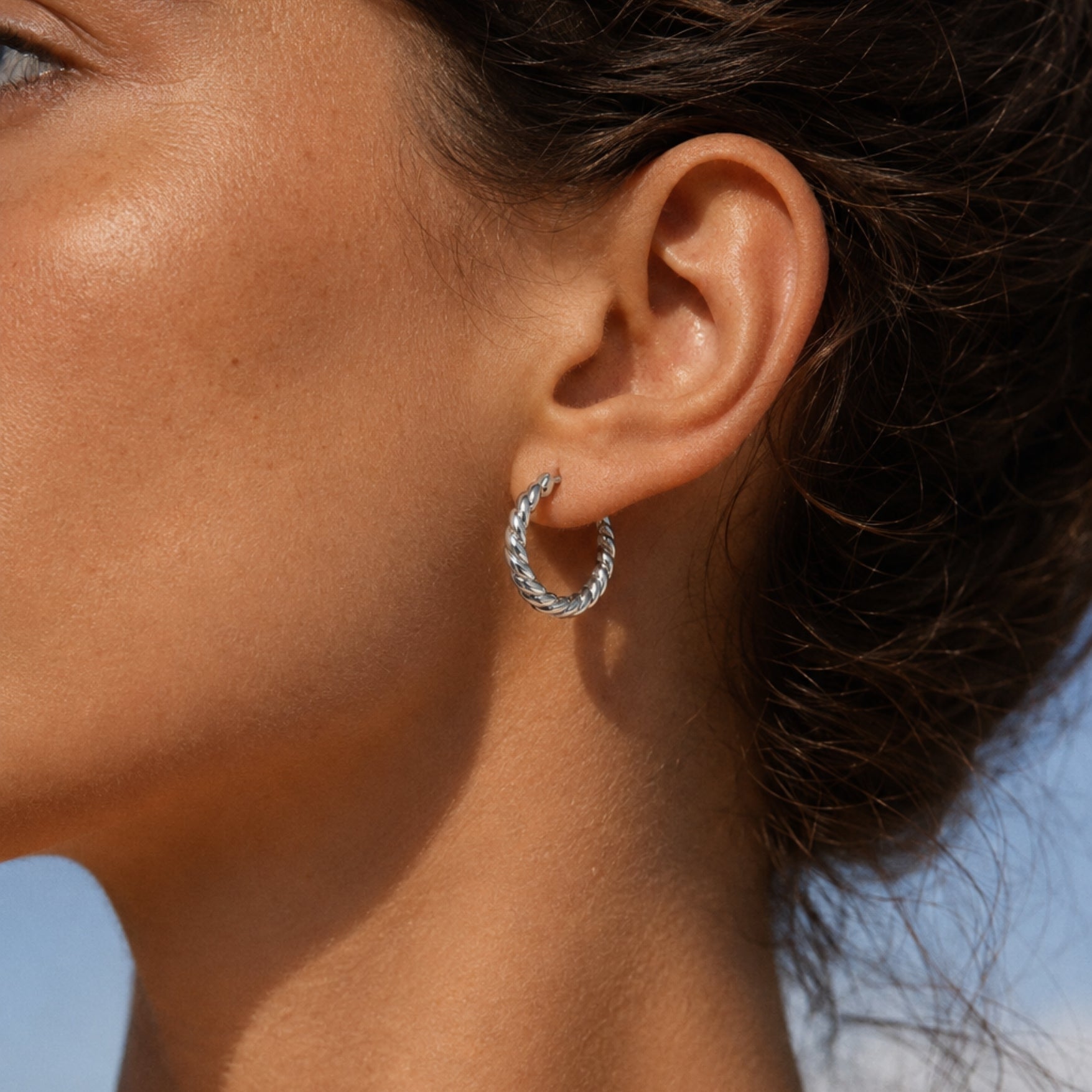 Silver Twisted Hoops