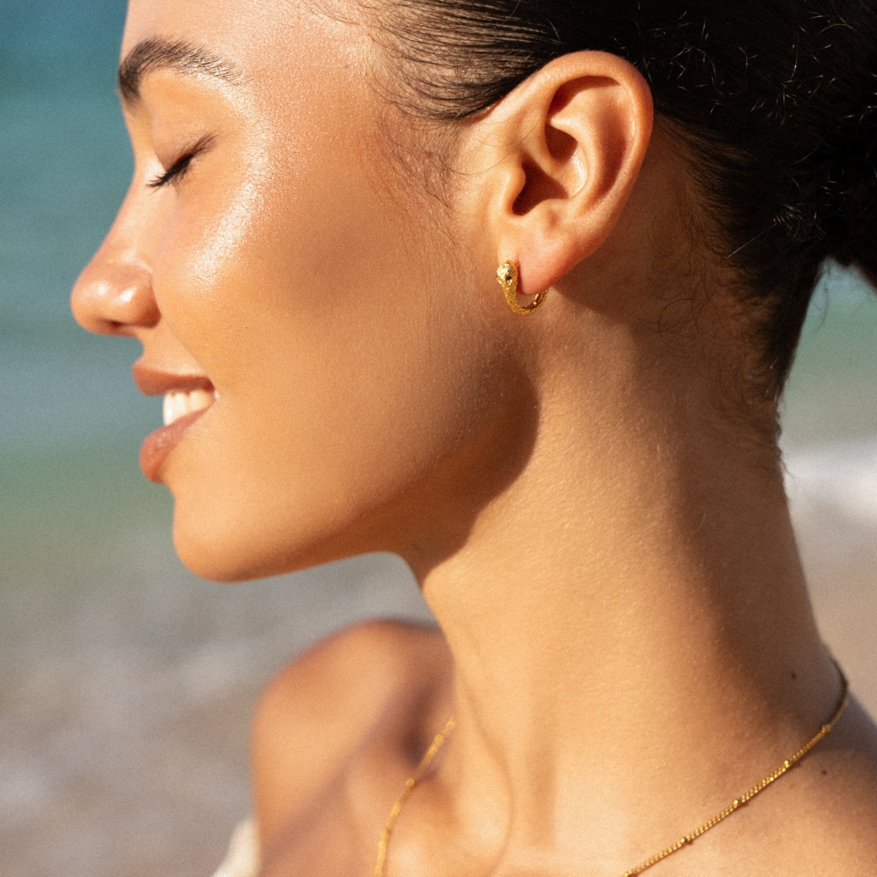 Snake Gold Hoop Earrings