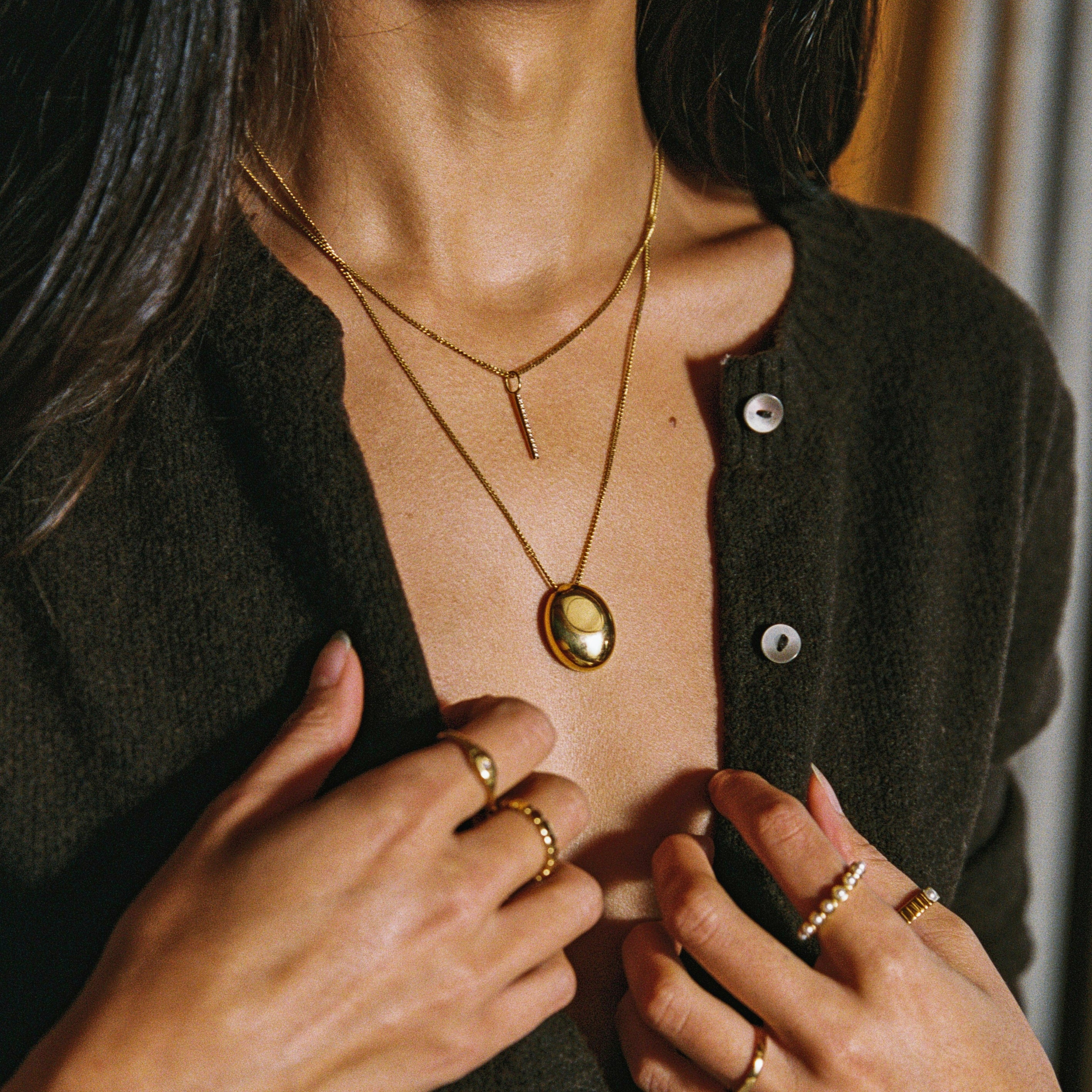 Sparkling Bar Necklace Layered Style