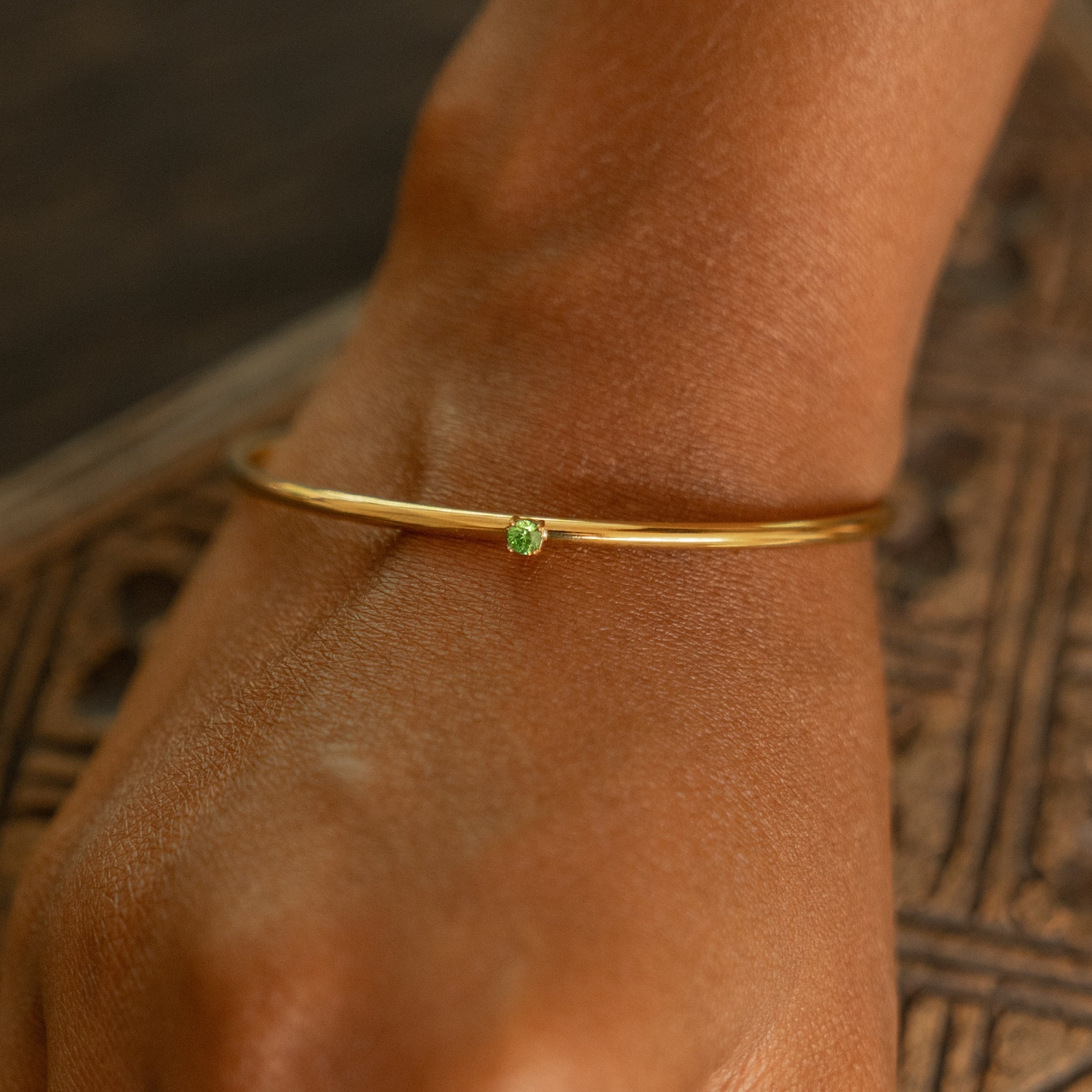 Thin Green Emerald Cuff