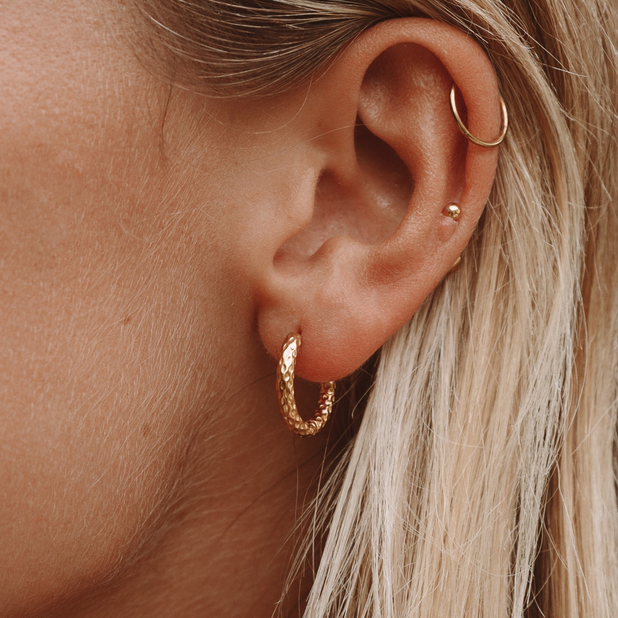 Gold sale hammered hoops