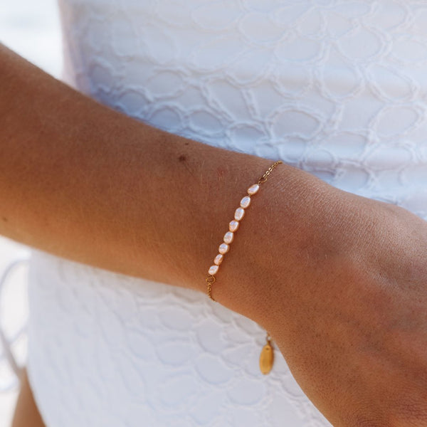 Freshwater Pearl Rose Gold Chain Bracelet