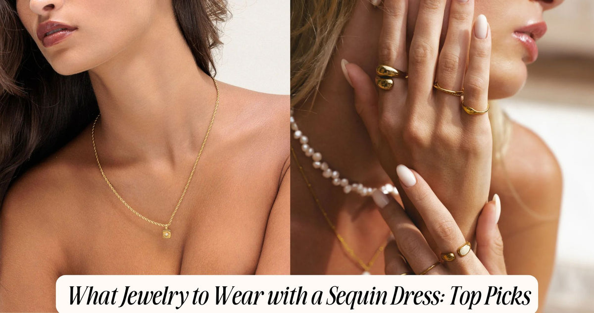 what jewelry to wear with gold sequin dress Long Sequin Mermaid Prom Dress with Strappy Open Back Emerald / XSmall