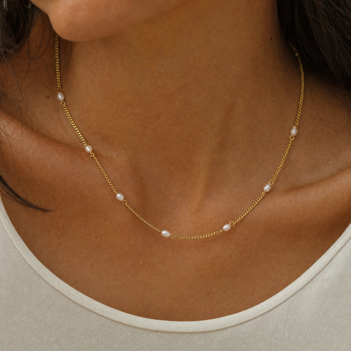 Dainty Gold Pearl Choker