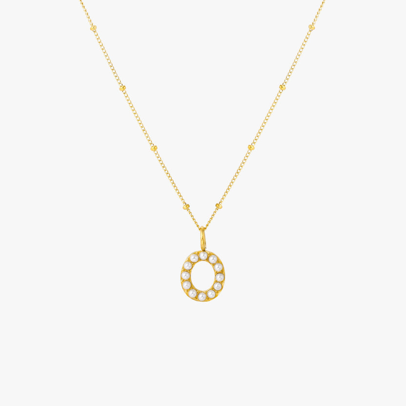 Pearl Mosaic Initial Pendant Necklace-Multiple Initials main image 1