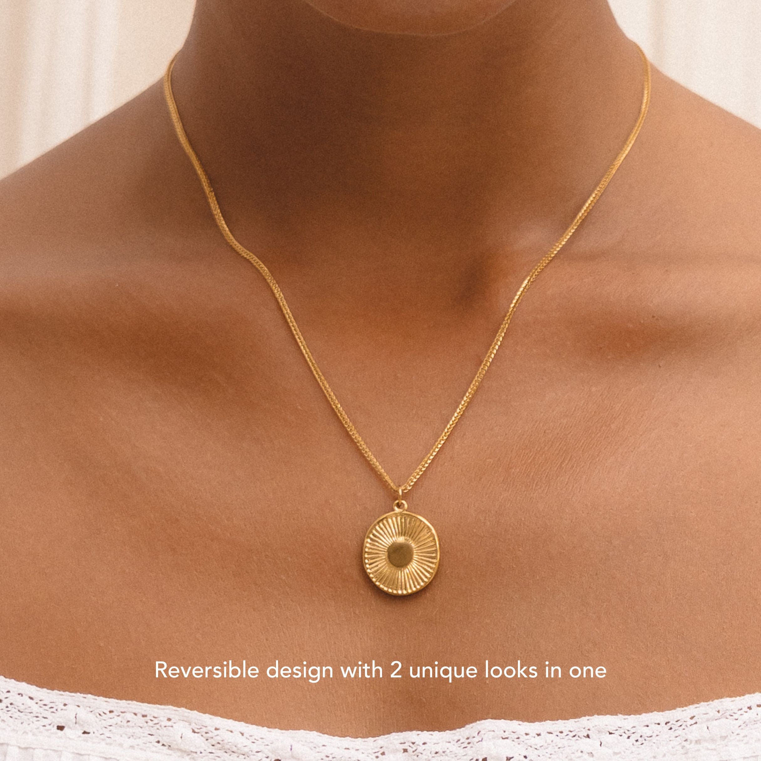 Minimal Ancient Coin Necklace On Model