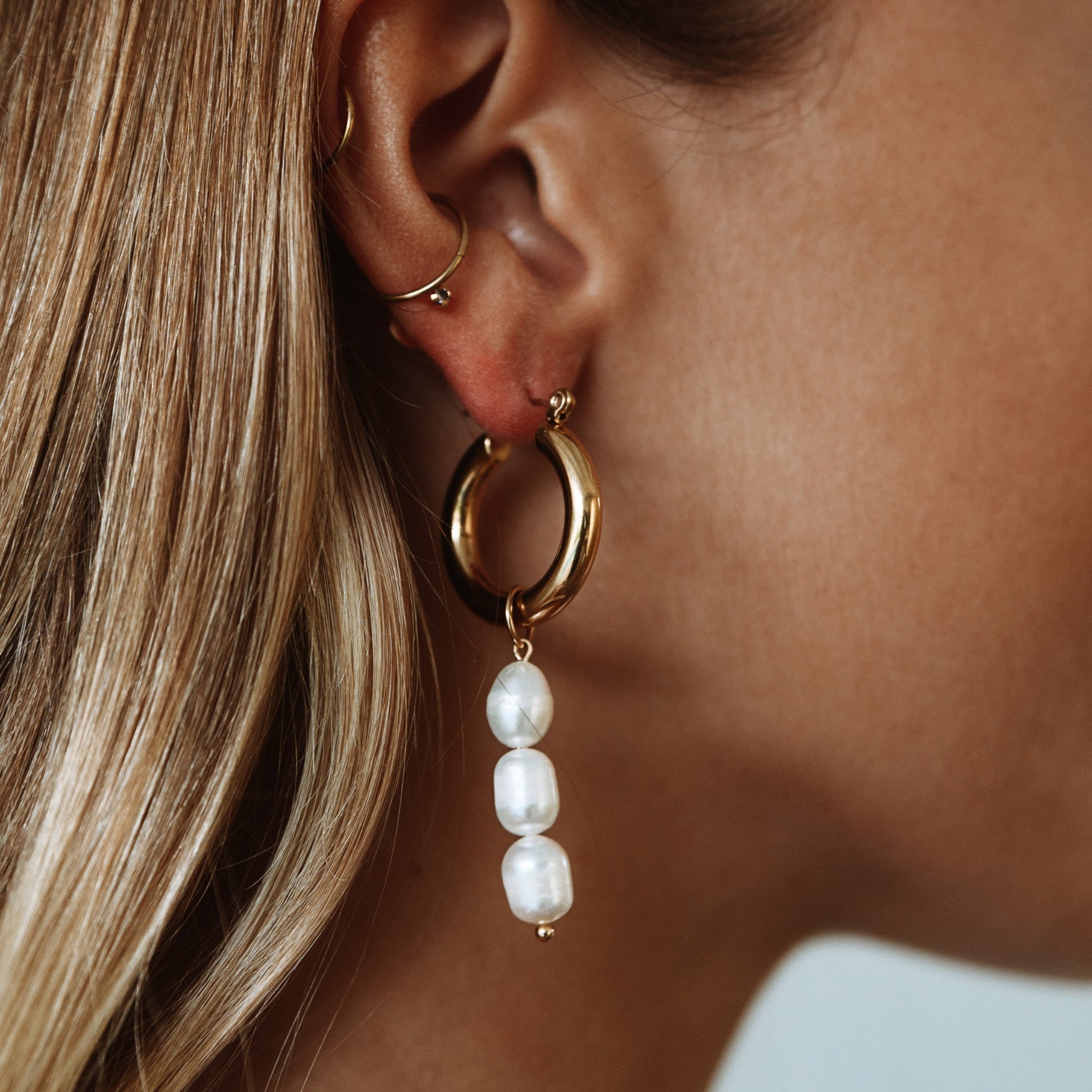 Big hot sale pearl hoops