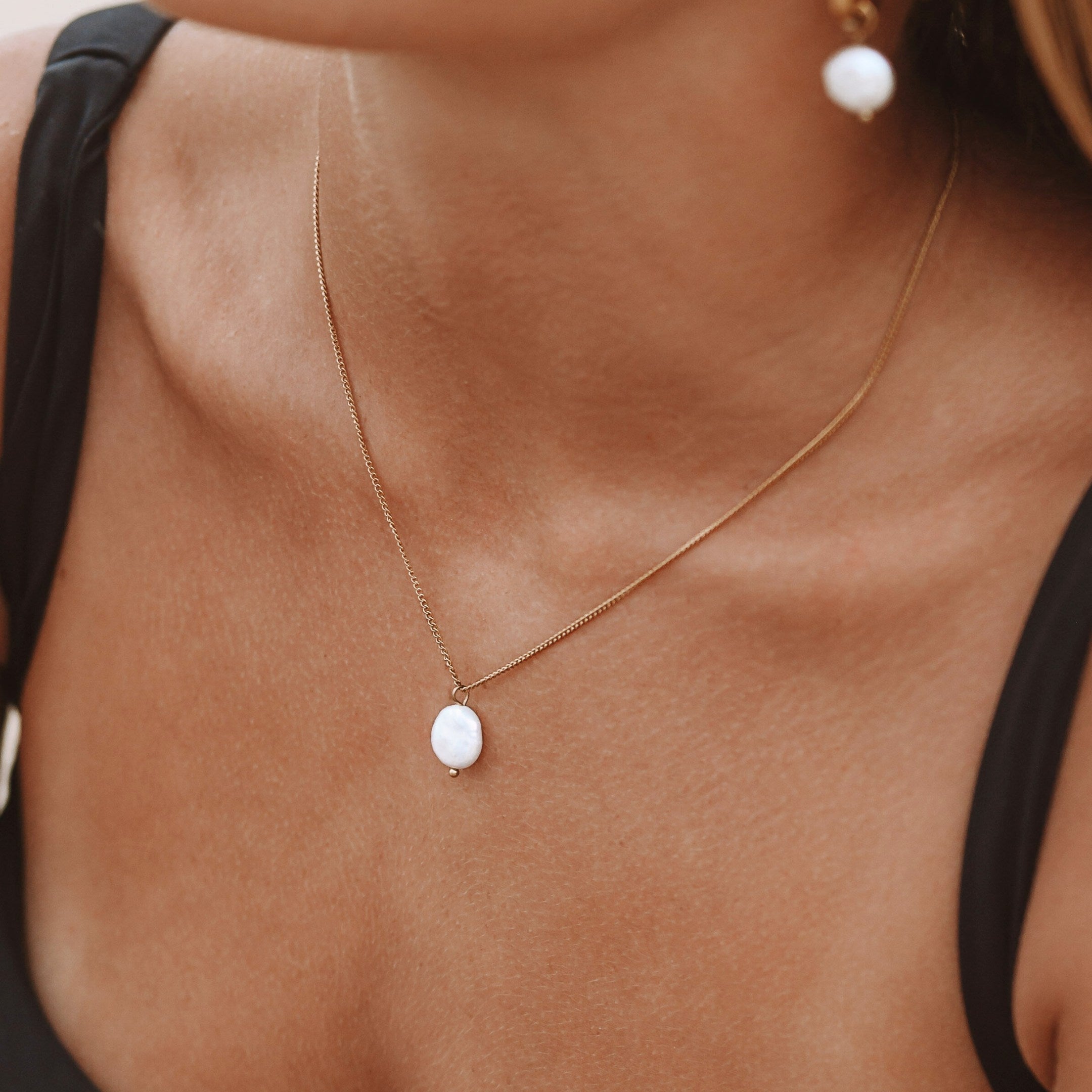 Coin pearl necklace, pearl necklace, freshwater pearl necklace, discount simple pearl necklace