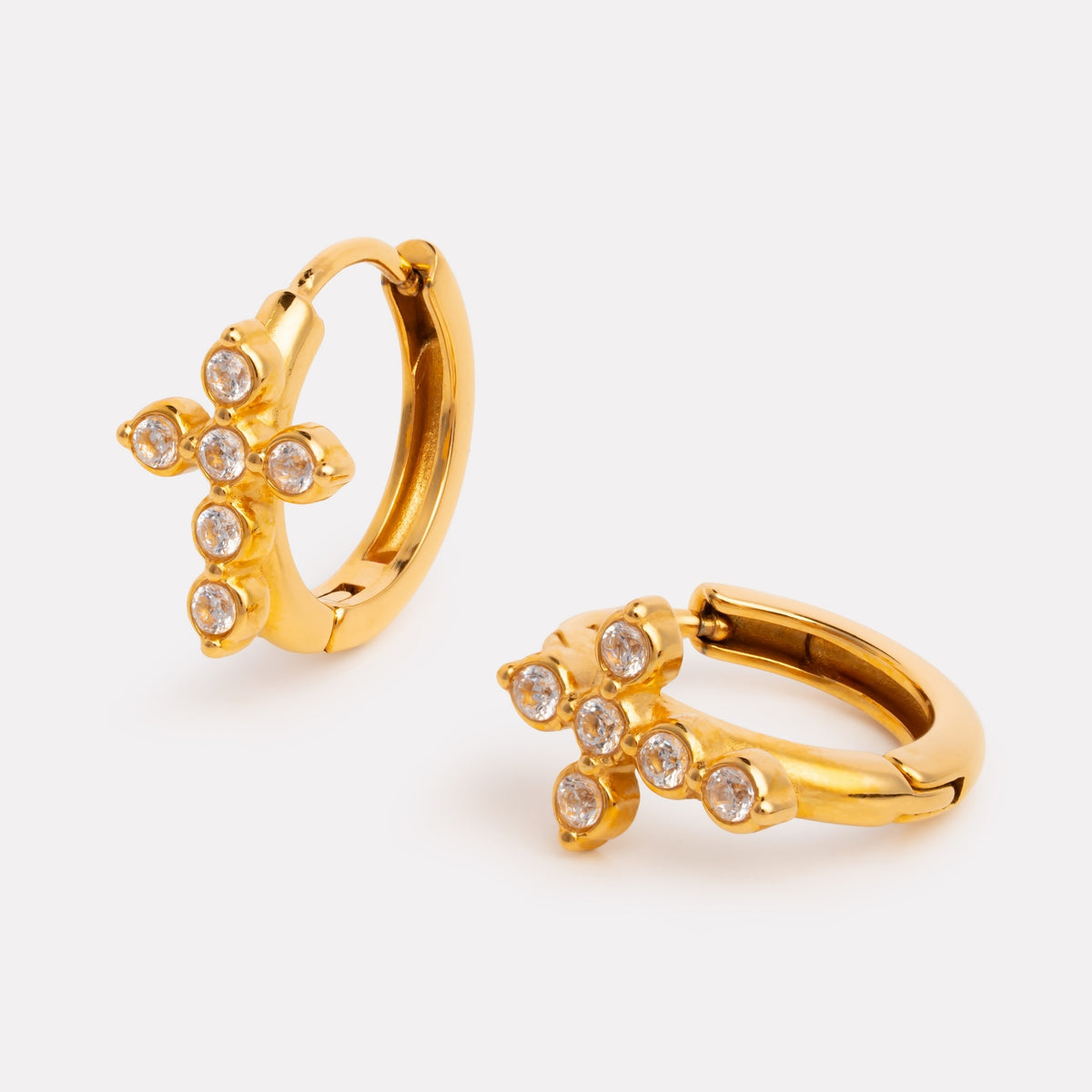Cross Charm Hoops