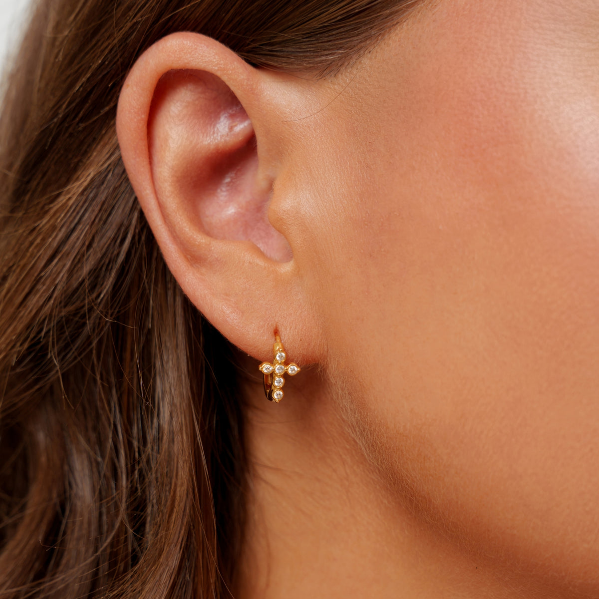 Crystal Cross Hoops
