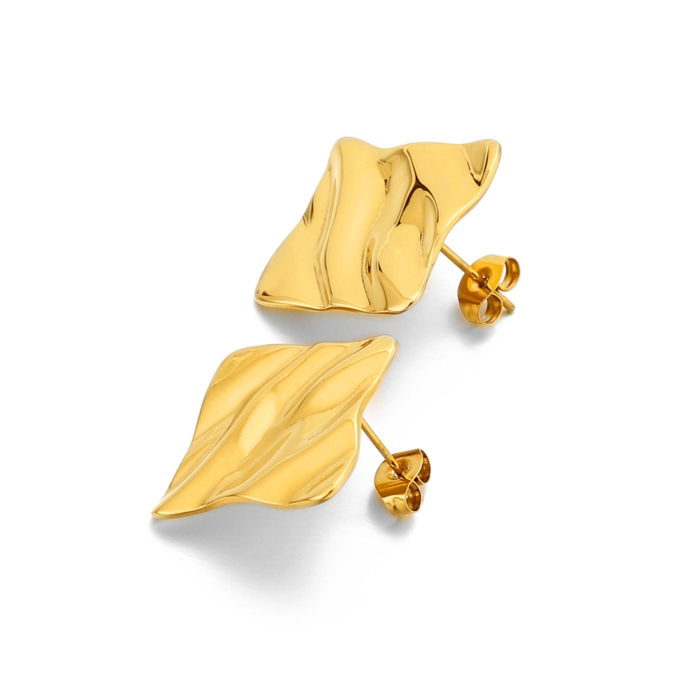 gold big flat earrings