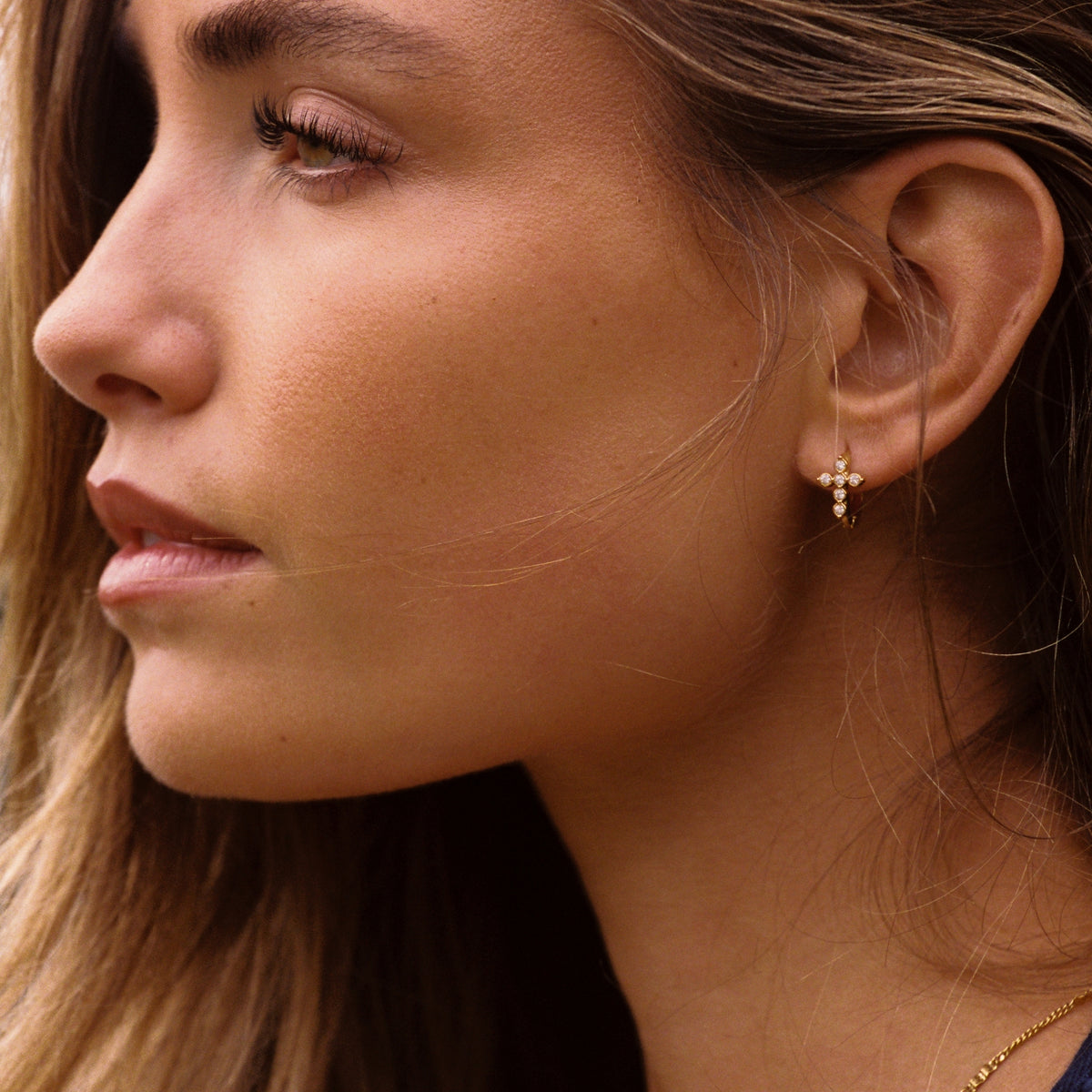 Gold Cross Hoops