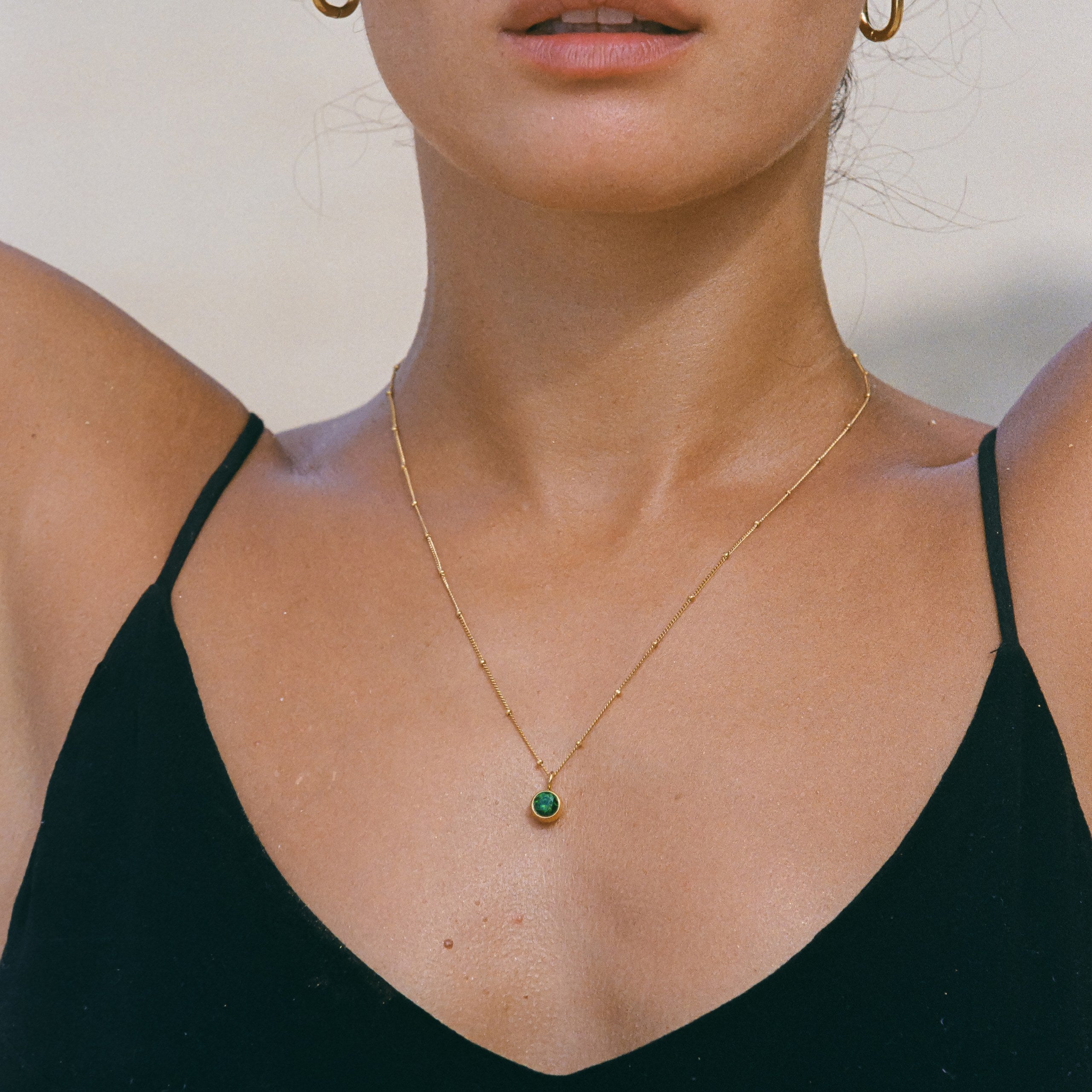 Gold Emerald Birthstone Necklace