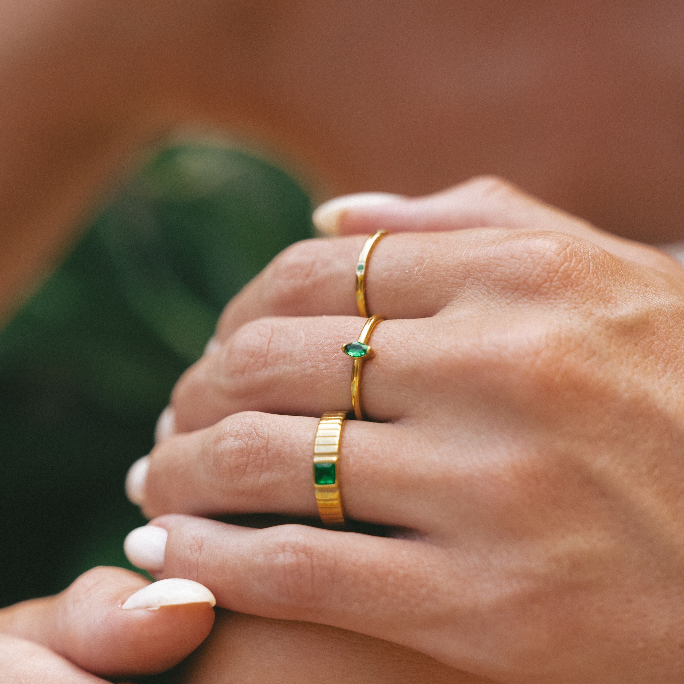 Gold Green Rings