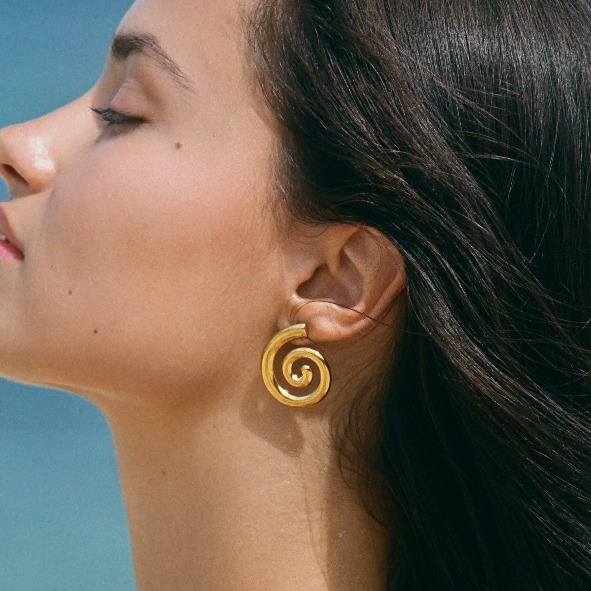 gold nautilus earrings