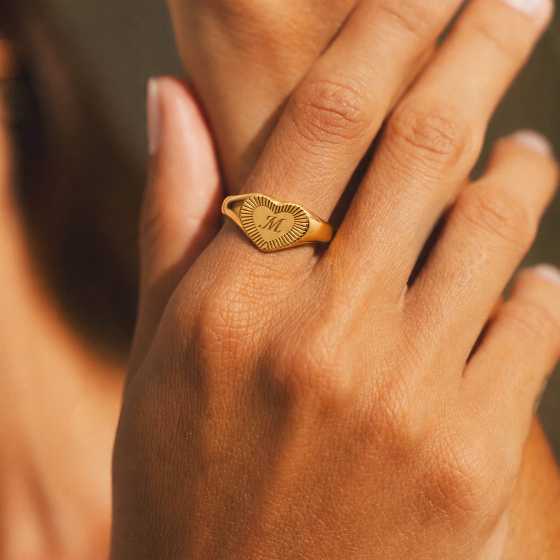 One-Initial Heart Ring