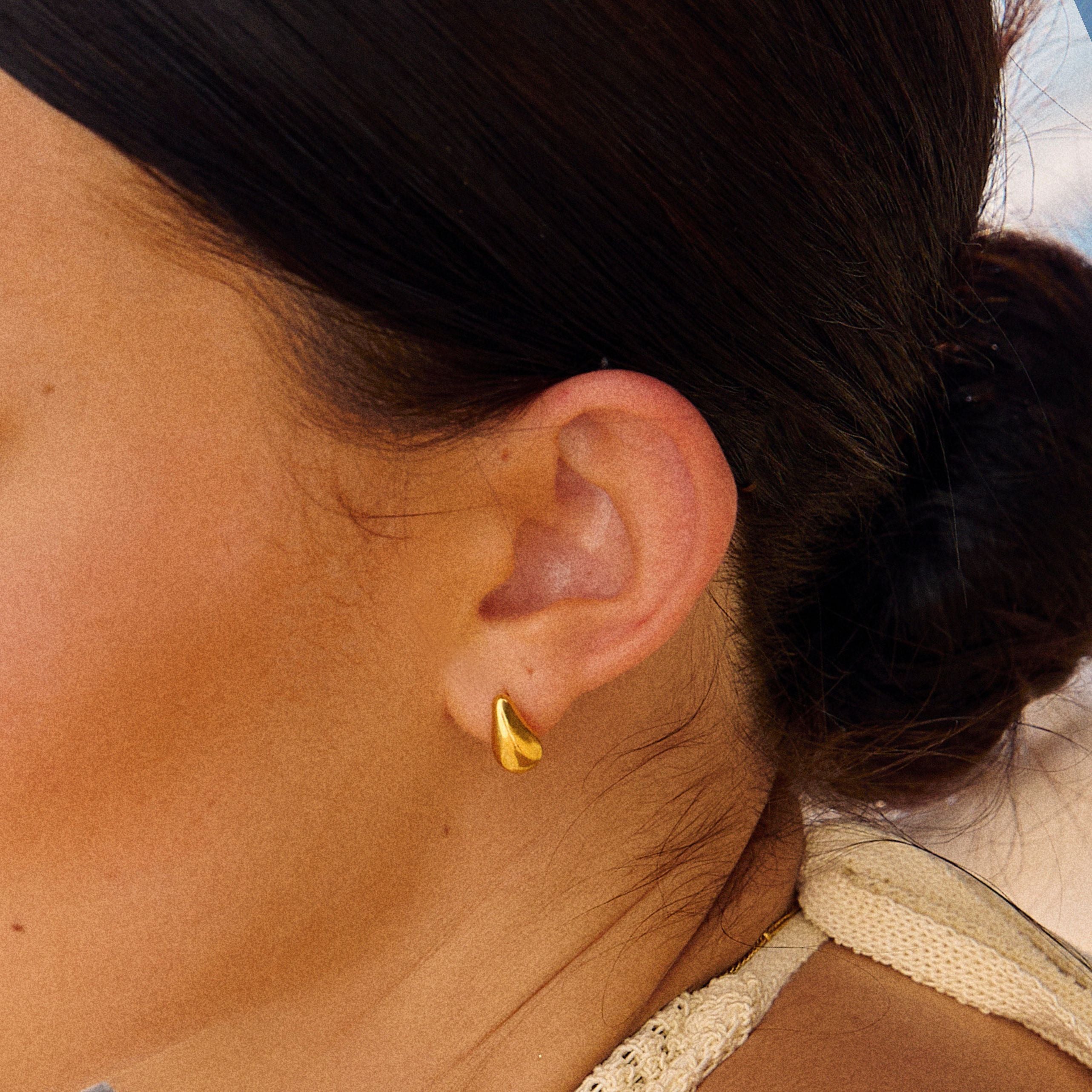 Mini gold drop stud earrings