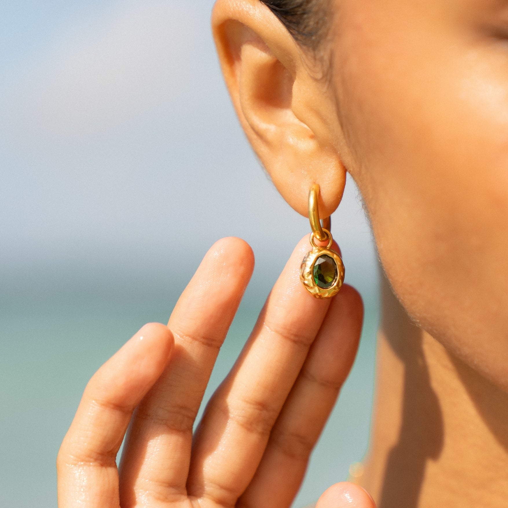 Olive Gold Drop Earrings