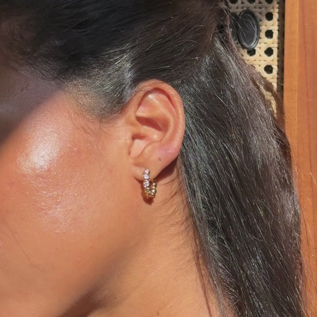 Beaded Diamond Hoops