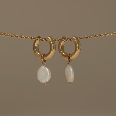 Gold Pearl Hoops