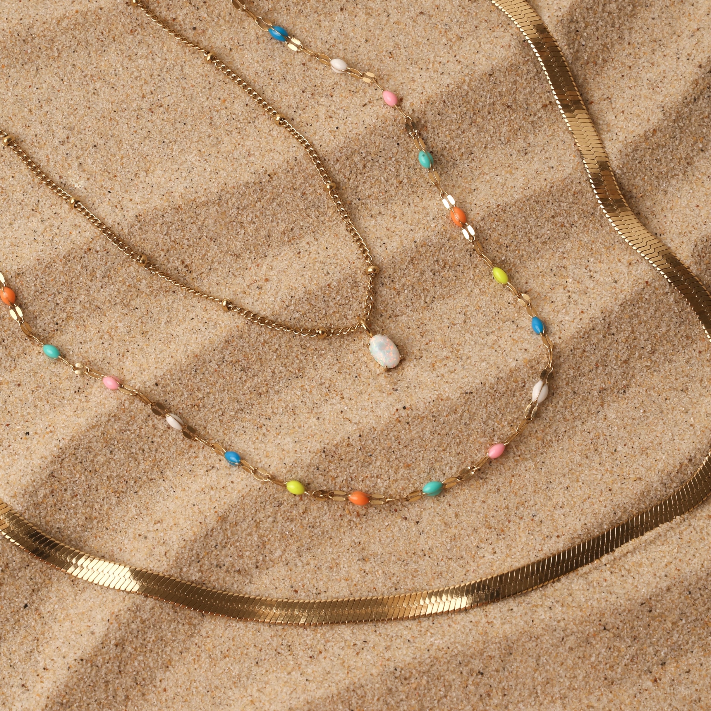Rainbow Dainty Choker 14k Gold