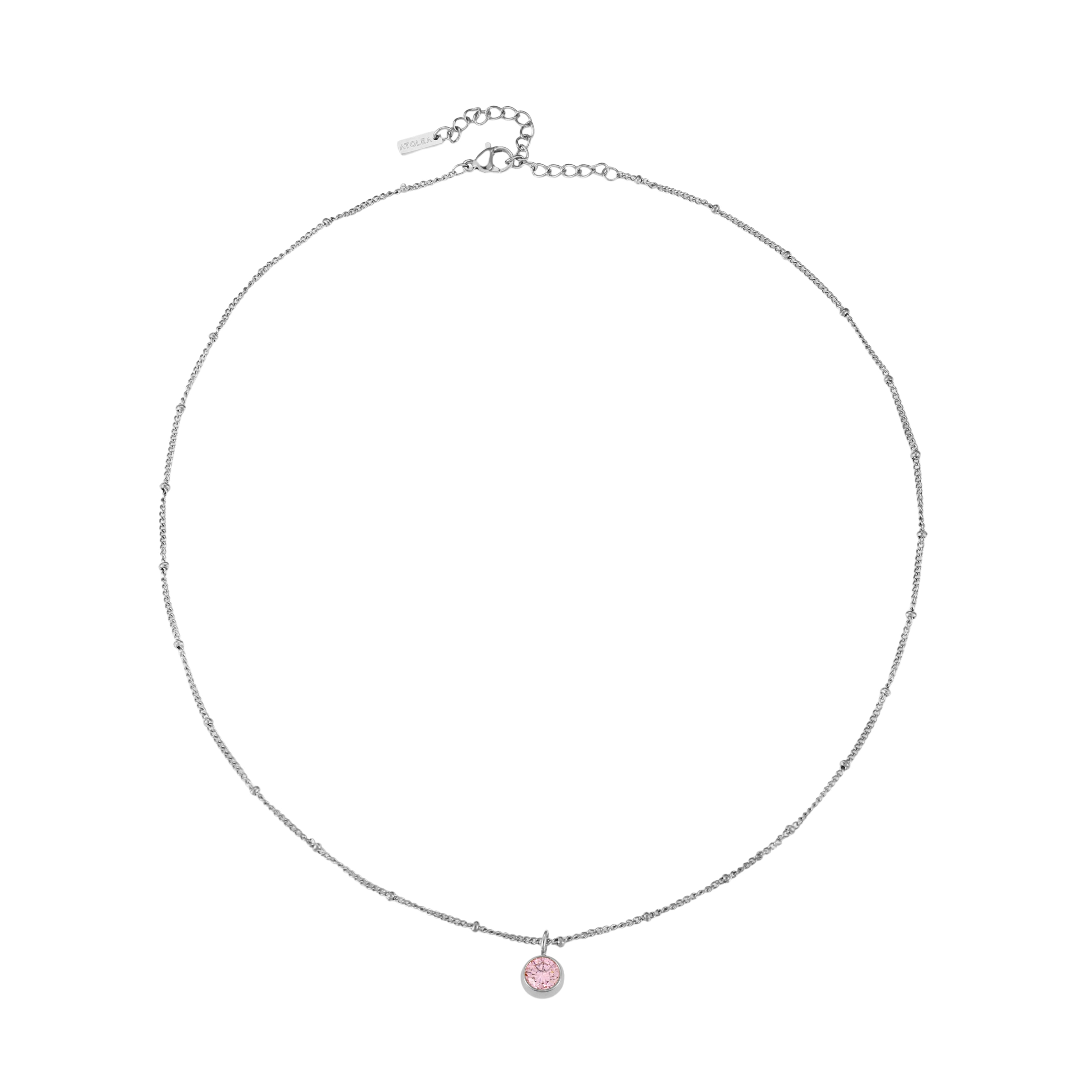 Silver Birthstone Necklace October